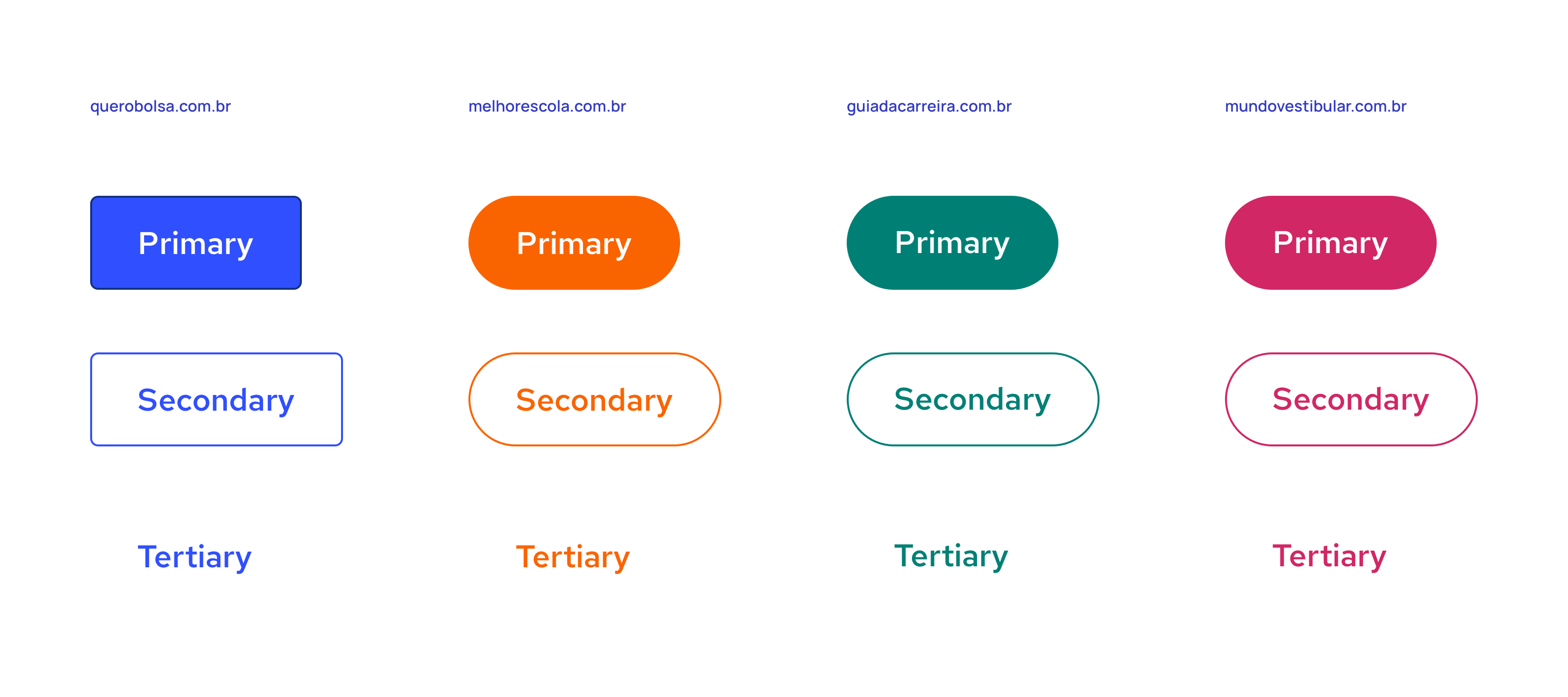 Examples of buttons on different themes for different sites